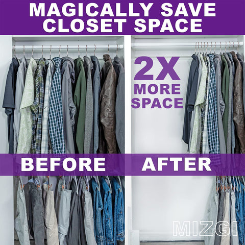 MIZGI slim-line hangers help organize a stylish wardrobe efficiently