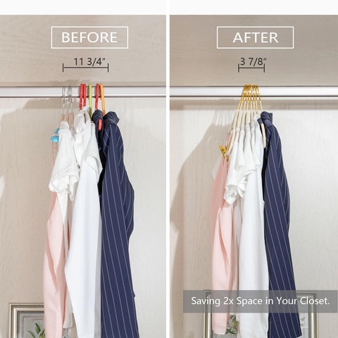 MIZGI space-saving design shown in a tidy closet
