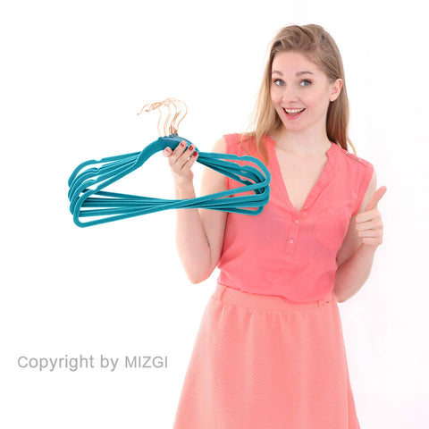 MIZGI slim-design hangers maximize closet space