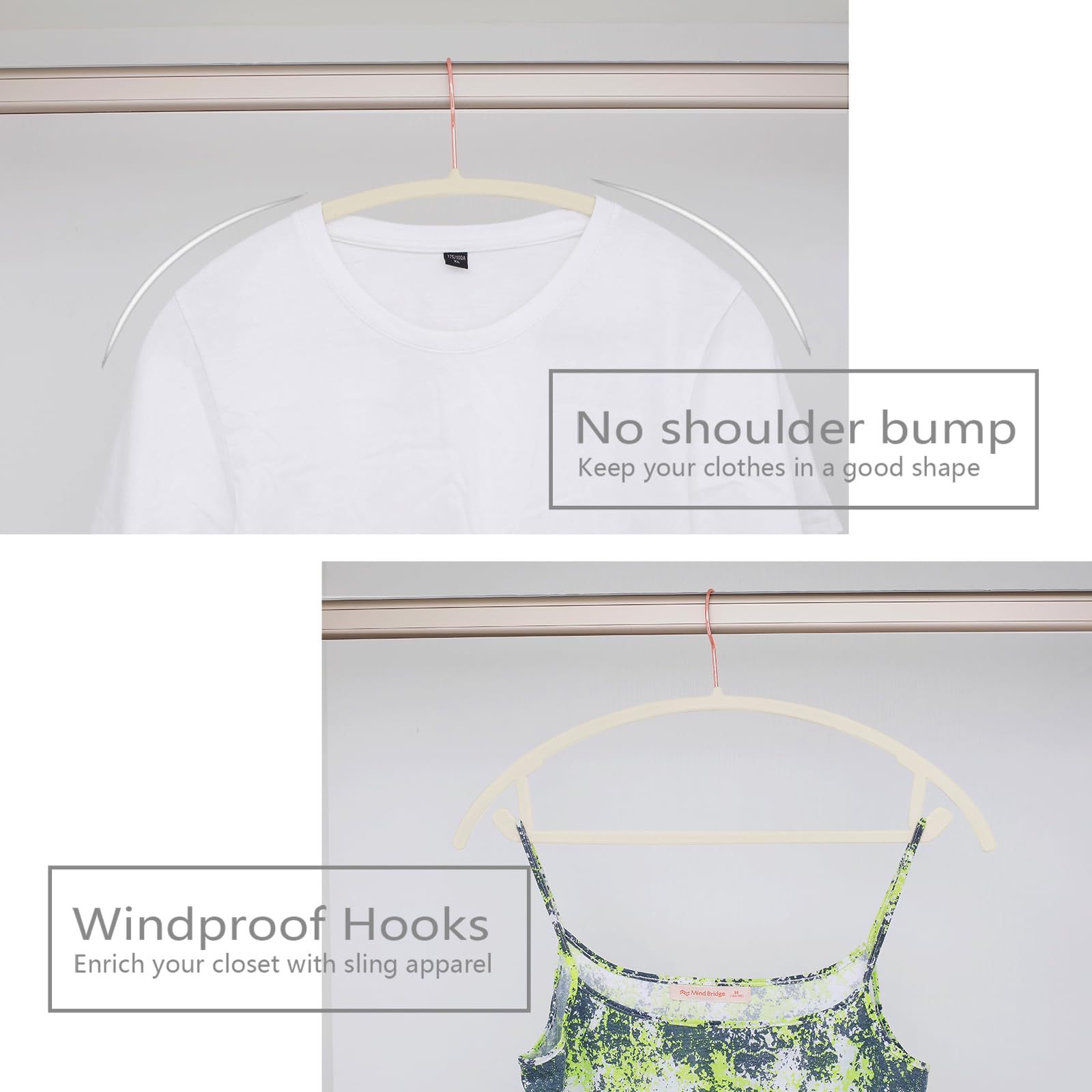 MIZGI Space-Saving Slim Hangers maximizing closet capacity