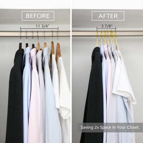 MIZGI velvet hangers act as space saver in tight closets.