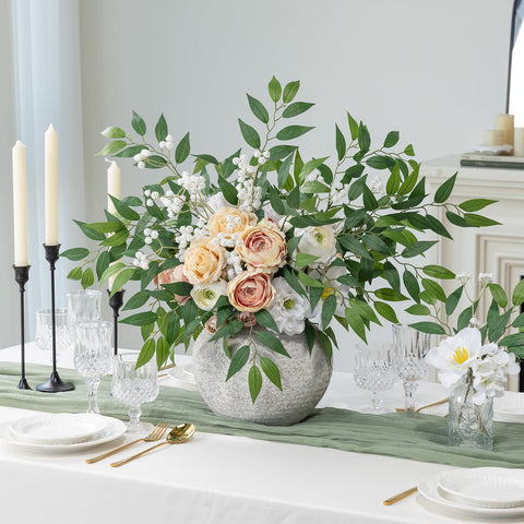 MIZII Italian Ruscus artificial stem boosts table centerpiece with silk foliage