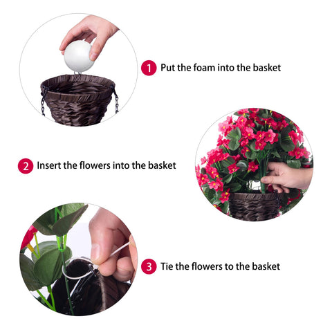 MJFloria hand-woven cone basket with chain for easy outdoor display