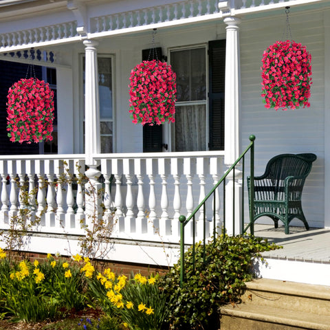 MJFloria outdoor décor on porch creates inviting spring ambience