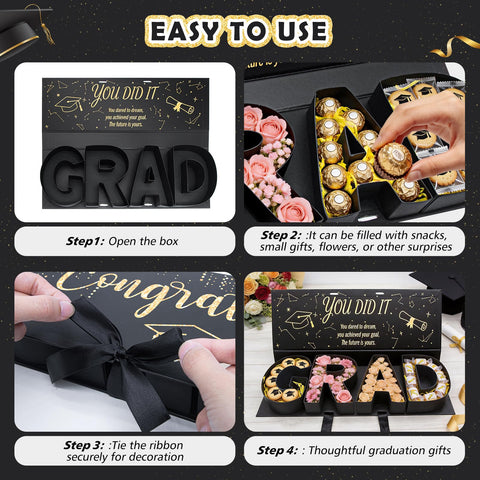 MJuAn fillable graduation box showing snacks and keepsakes for a thoughtful DIY gift