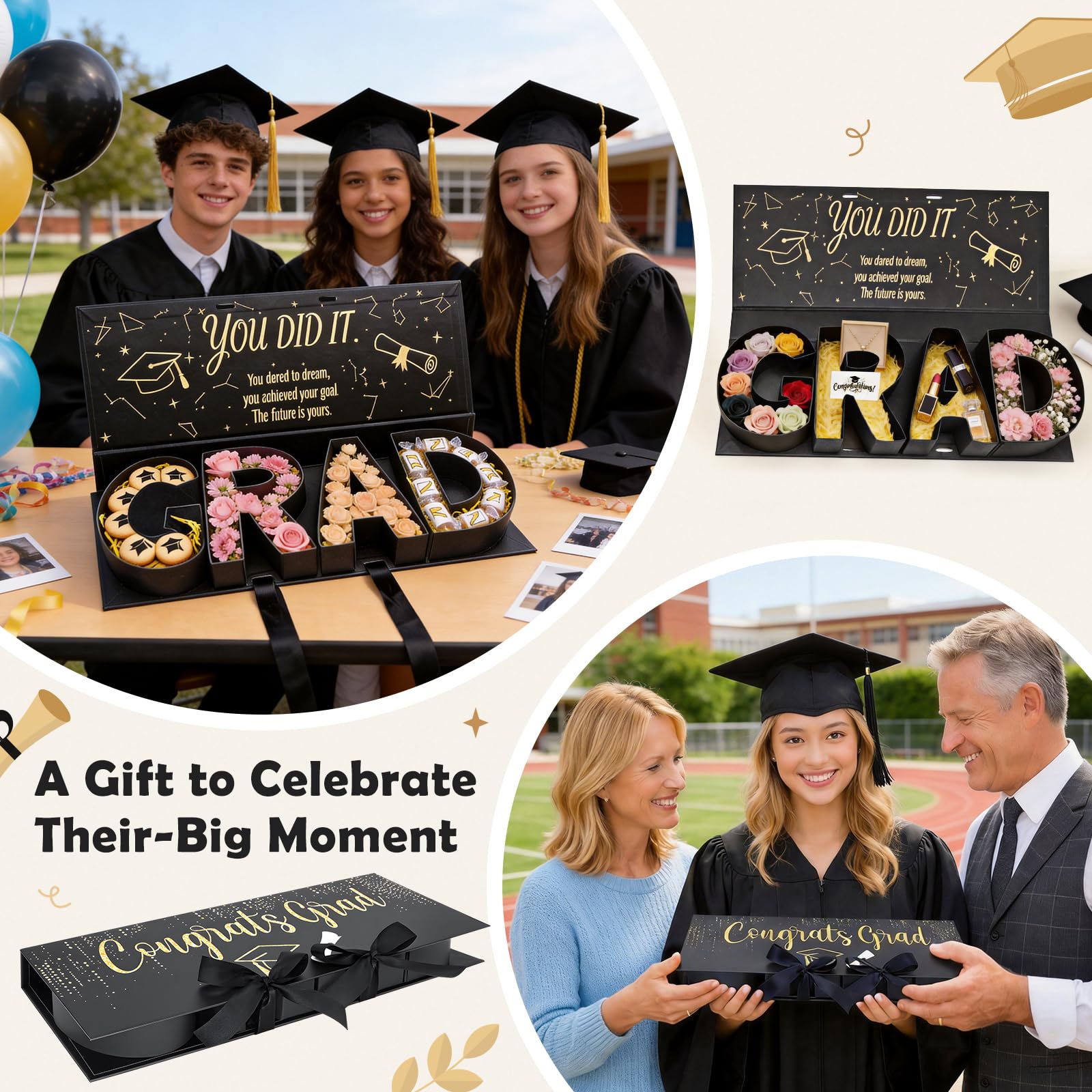 MJuAn graduation box on display as a keepsake decor