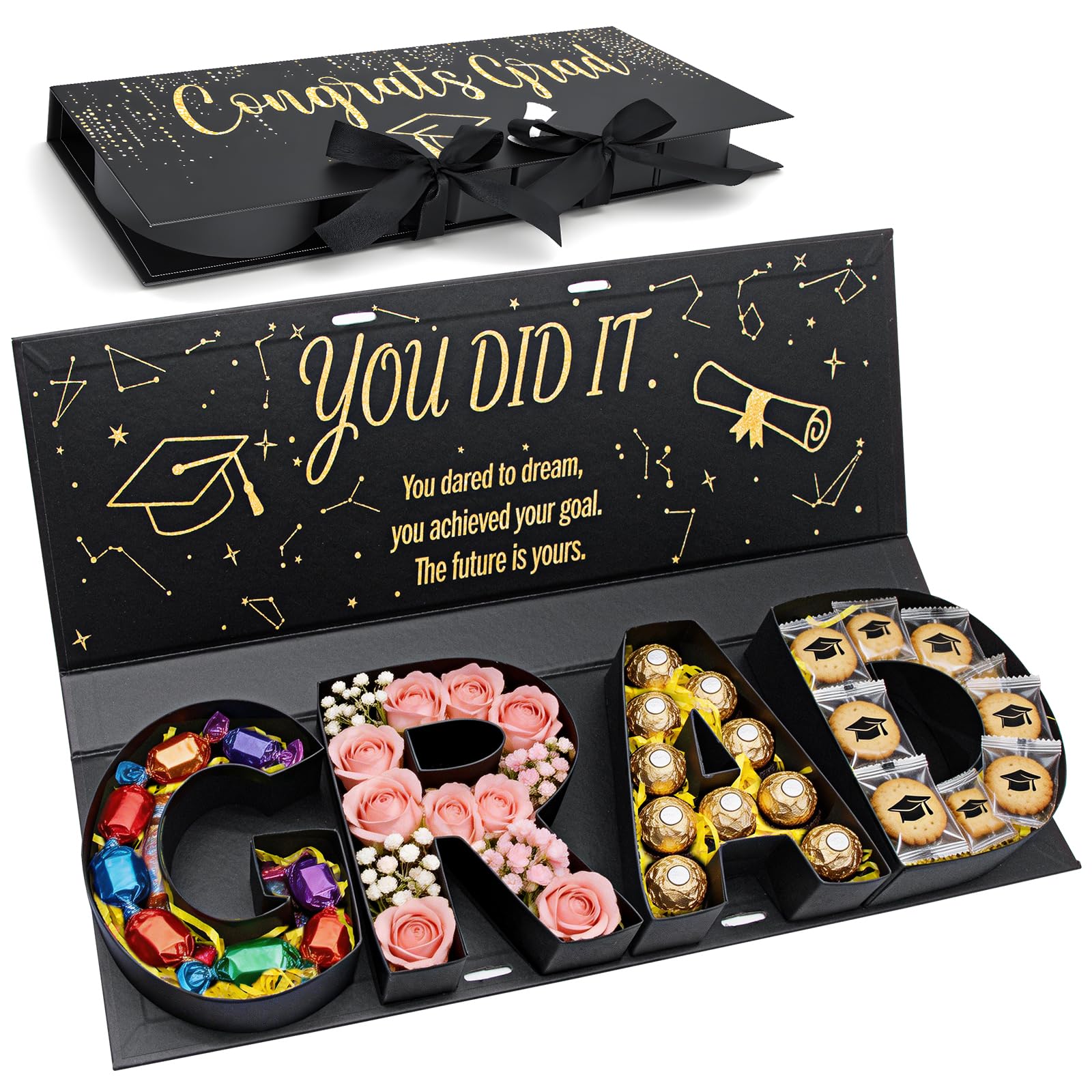 MJuAn Graduation Gift Box 2026 open lid for elegant presentation