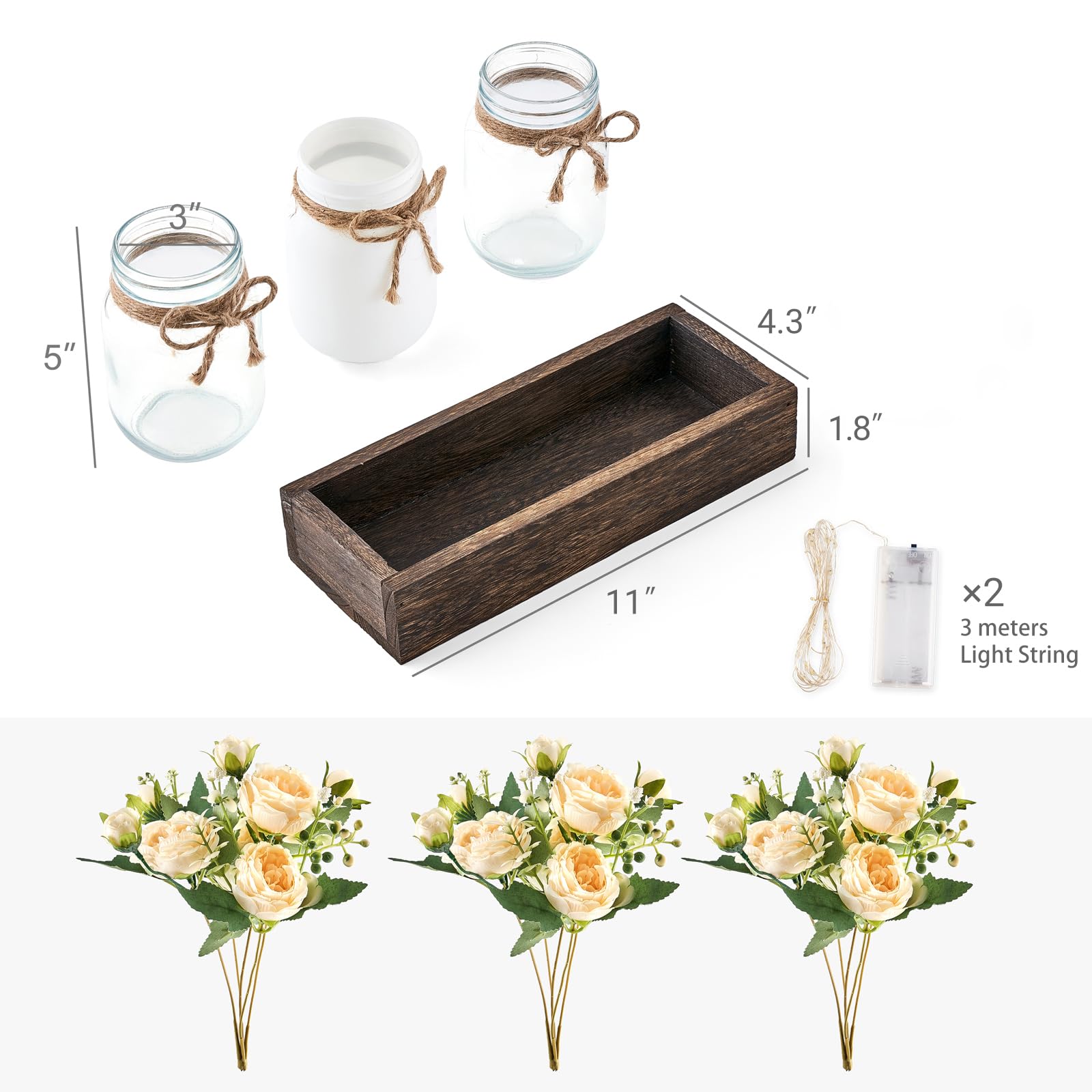 Mkono battery-powered lights with hidden pack for clean, clutter-free display.