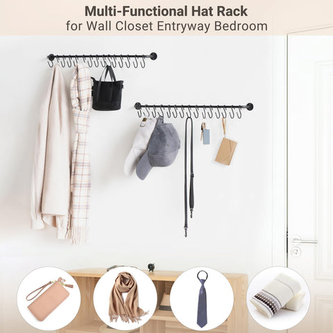 Mkono black finish hat rack adds sleek storage to any room.