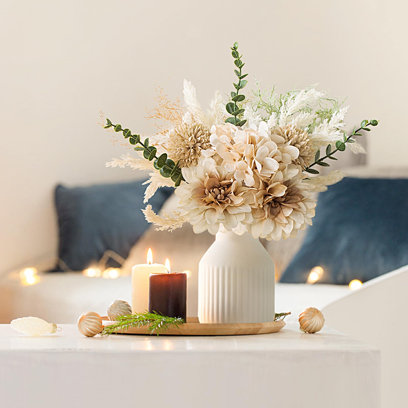 Mkono dahlia dandelion eucalyptus bouquet adds natural charm to rooms