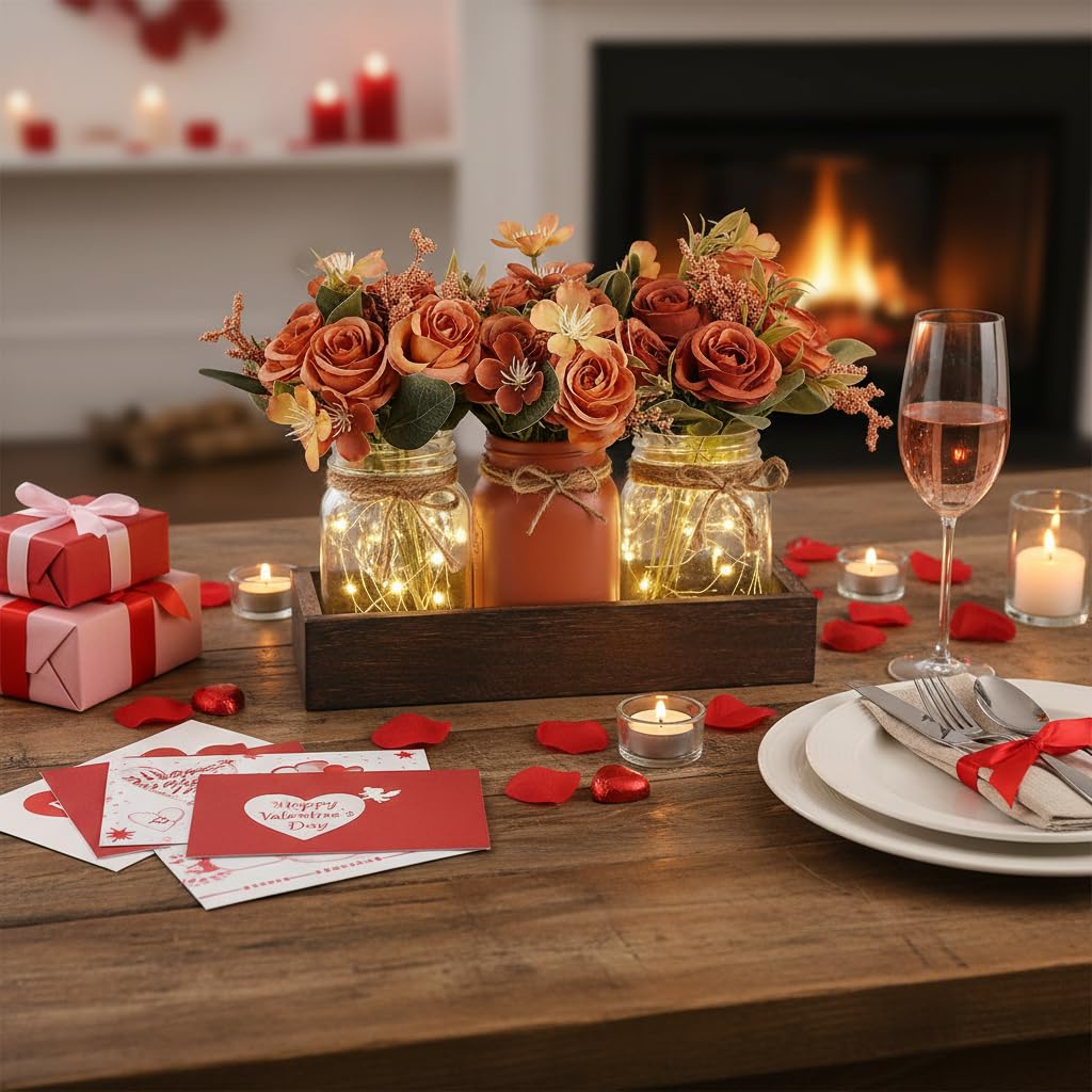 Mkono dining room table centerpiece with rustic farmhouse style