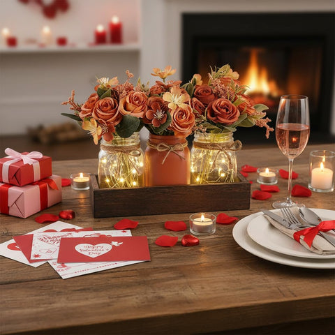 Mkono dining room table centerpiece with rustic farmhouse style