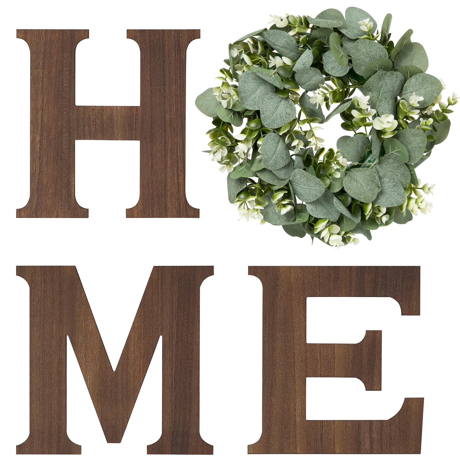 Mkono farmhouse wall sign H letters on warm wood finish for rustic walls