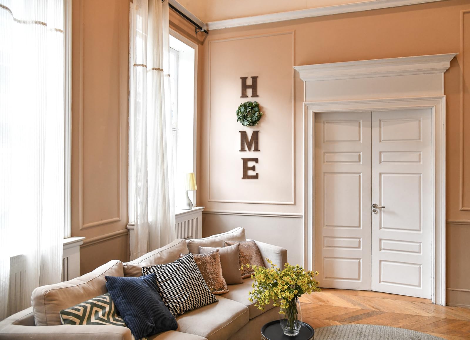 Mkono farmhouse wall sign M letters add vintage charm to dining areas