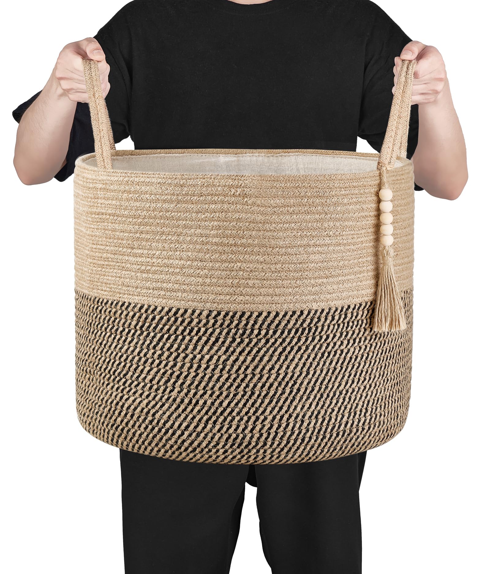 Mkono front door organization basket in yellow and black for entryway clutter