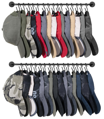 Mkono hat rack wall with 30 hooks keeps caps organized and accessible.