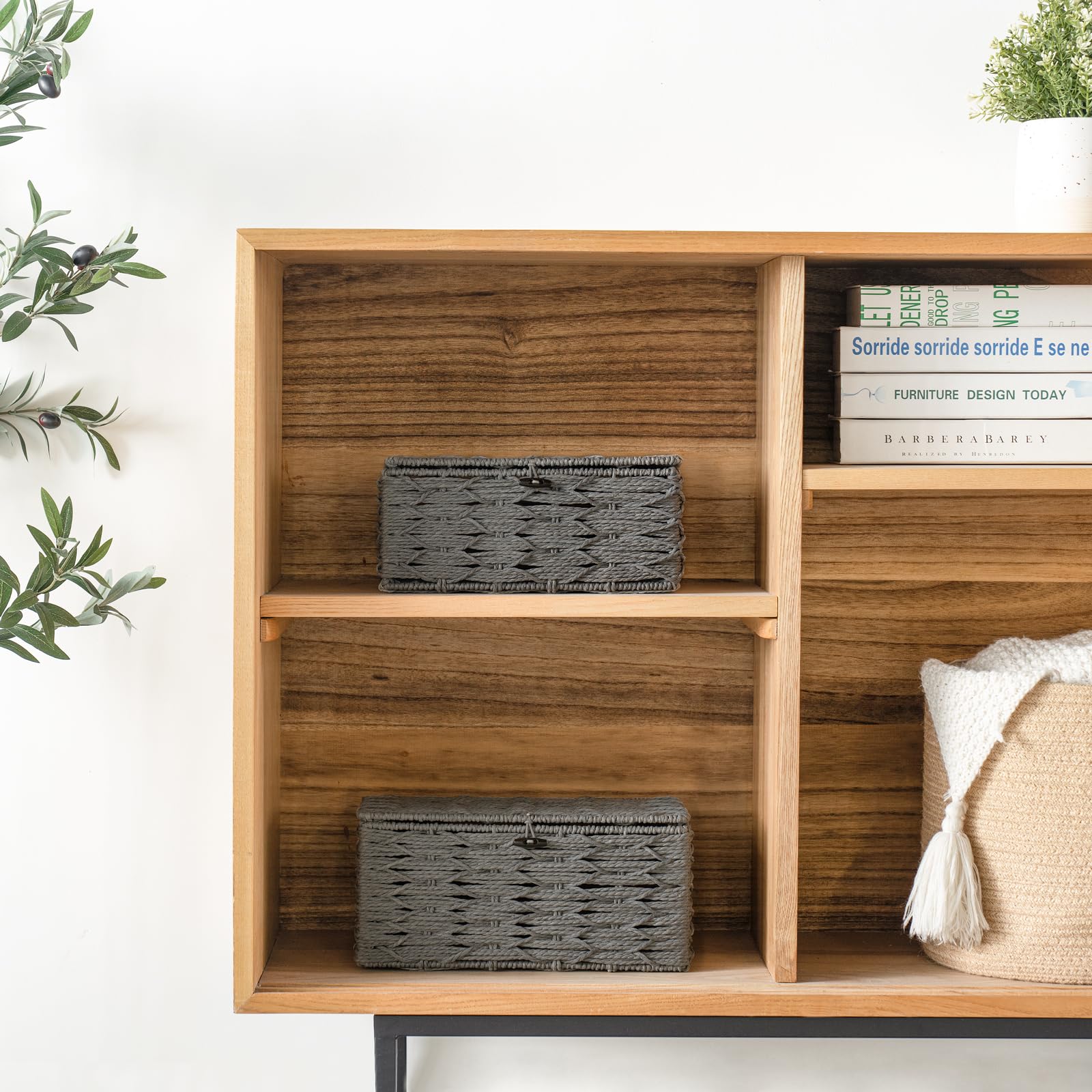 Mkono lidded basket on shelf improves privacy and easy access to daily essentials