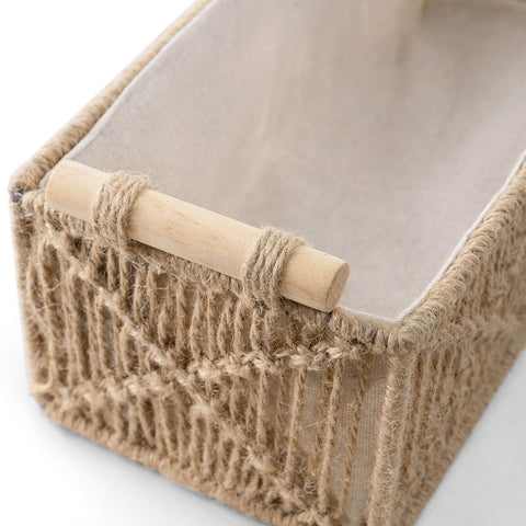 Mkono macrame storage baskets brown showing two different sizes for flexible organization.