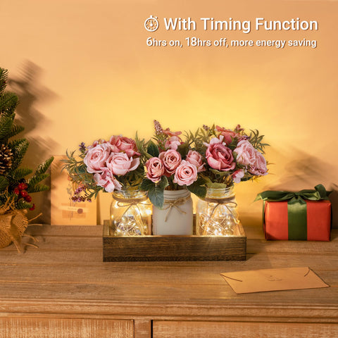 Mkono three jars with soft flowers enhance living room decor