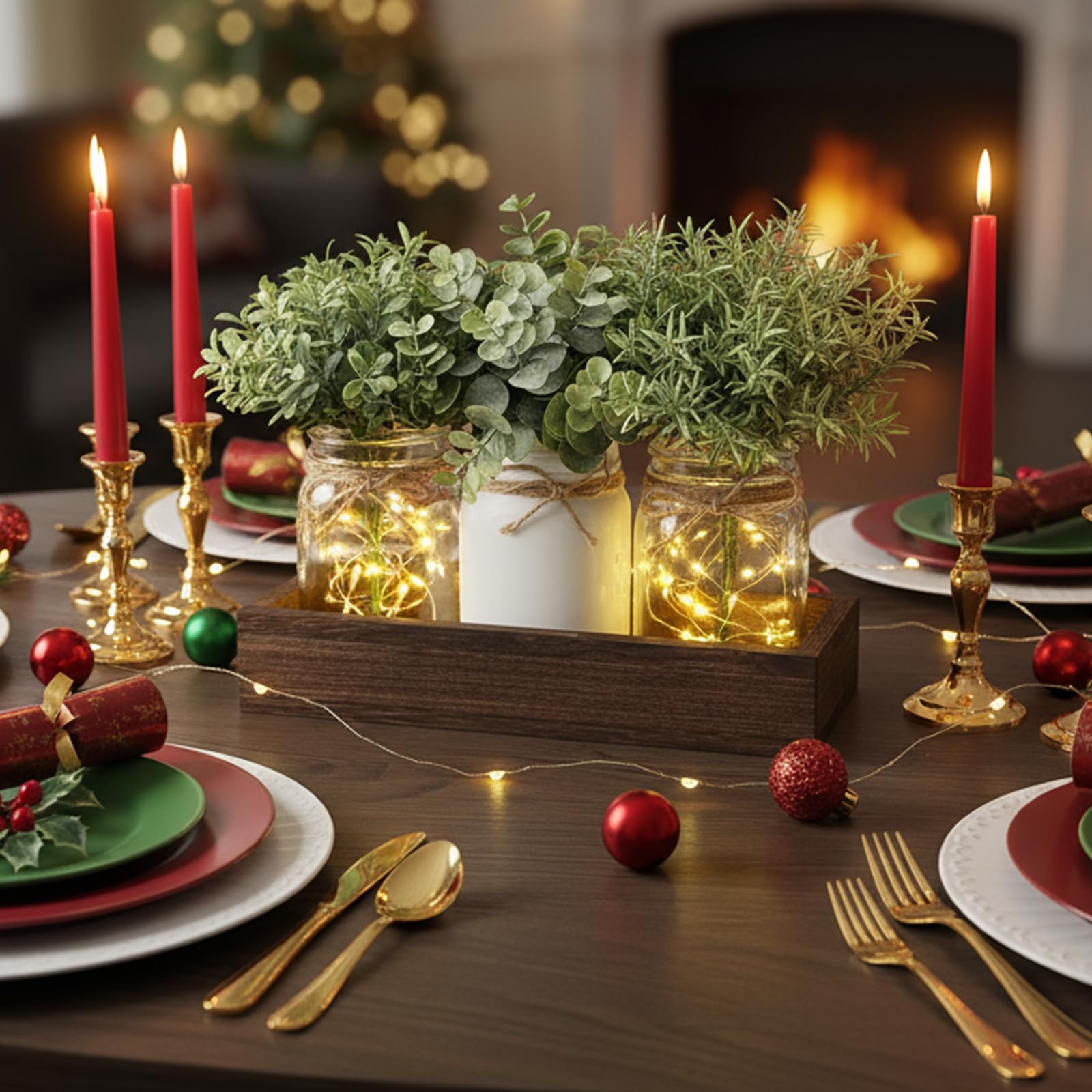 Mkono Mason Jar Lights artificial flowers add seasonal beauty to any room