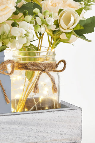 Mkono mason jar centerpiece styled on dining table for living spaces