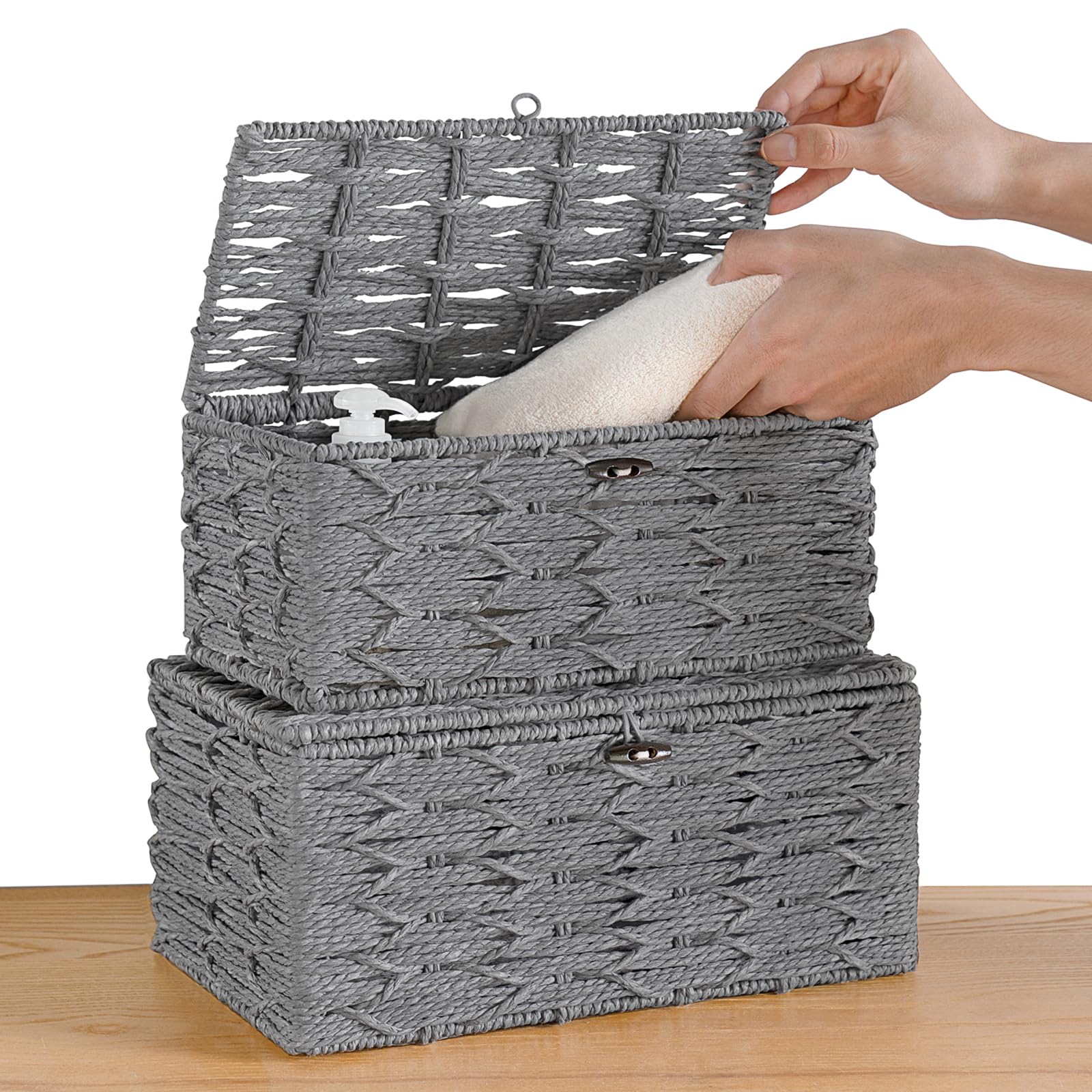 Mkono multipurpose baskets hold towels, cosmetics, and accessories for tidy spaces