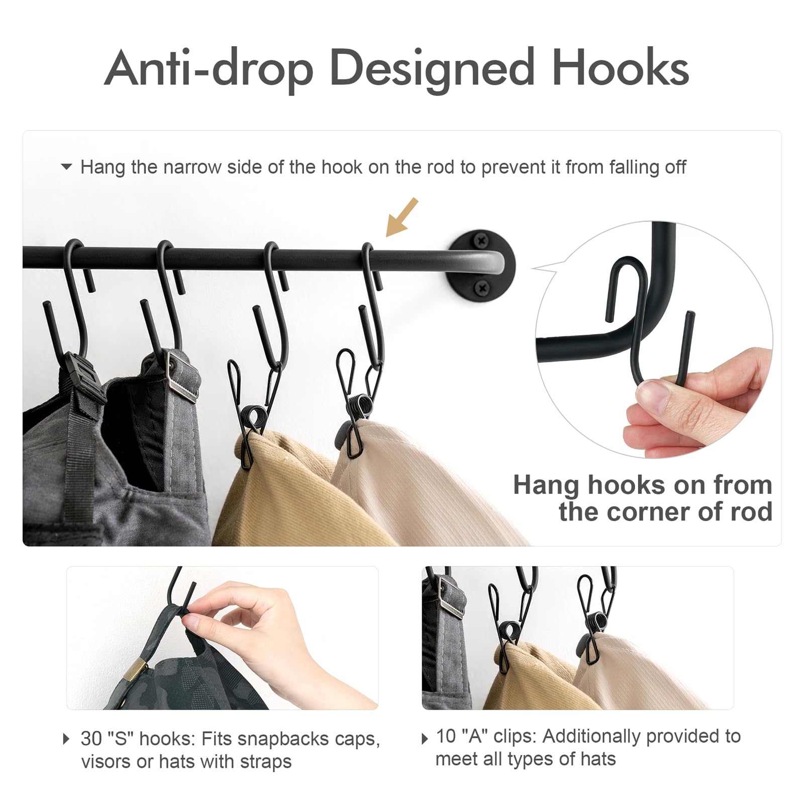 Mkono stainless steel hat rack offers rust resistance for long lasting use.