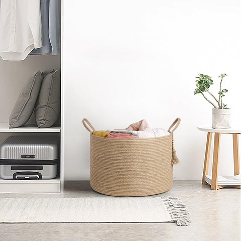 Mkono woven basket shows jute rope weave for sturdy organization