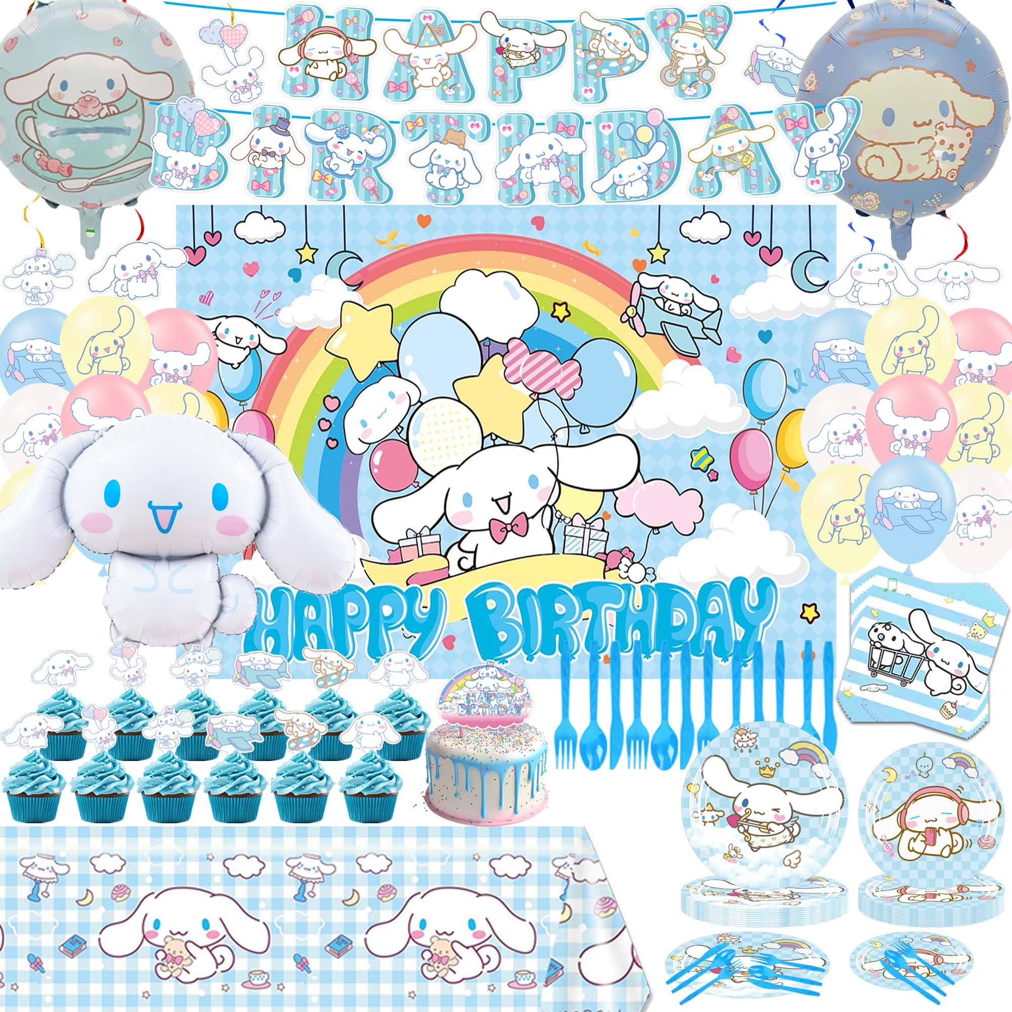 MLEDUY 123pcs birthday backdrop enhances party photos with a festive setting