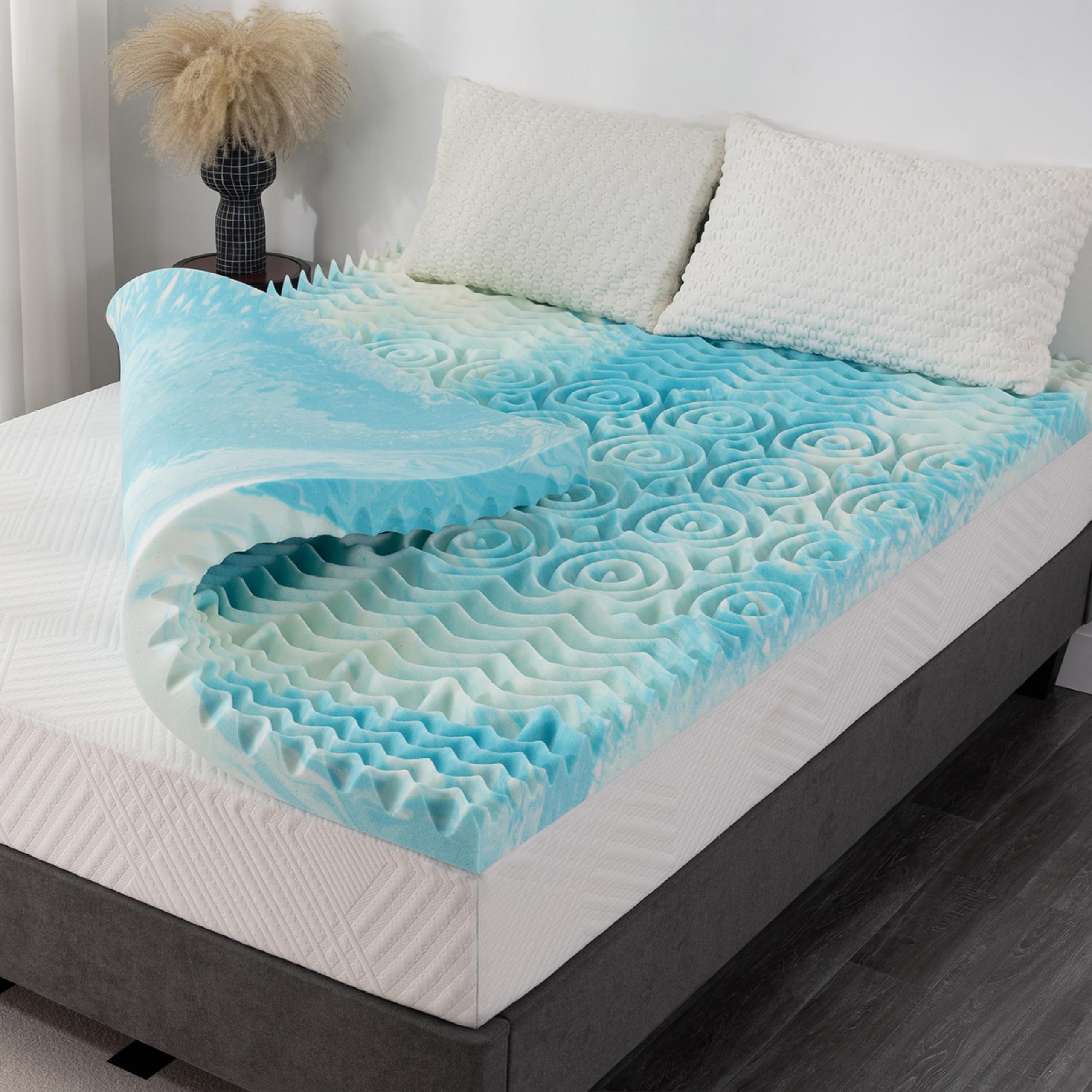 MLILY 3-Inch 5-Zone Twin Topper cooling gel surface for sleep warmth regulation