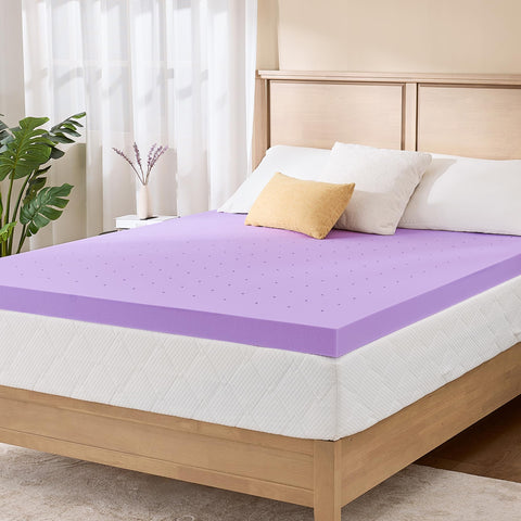 MLILY lavender-infused memory foam topper contours to the twin bed for pressure relief