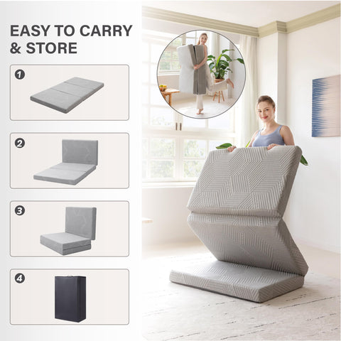 MLILY Tri-Fold Topper unfolded as a comfortable temporary bed for guests