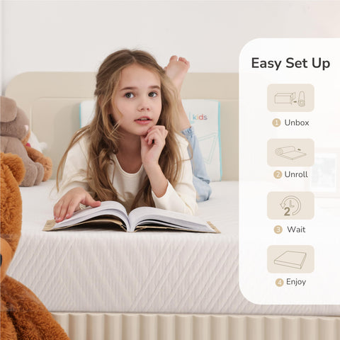 MLILY mattress on a kid-friendly bed setup in a small room