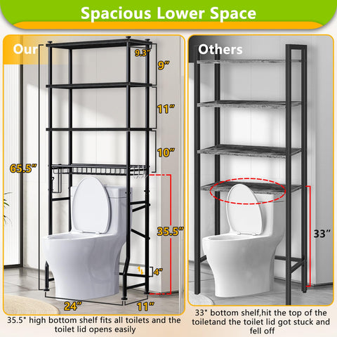 Mlinavn four-tier bathroom shelf demonstrating ample storage for bulkier items.