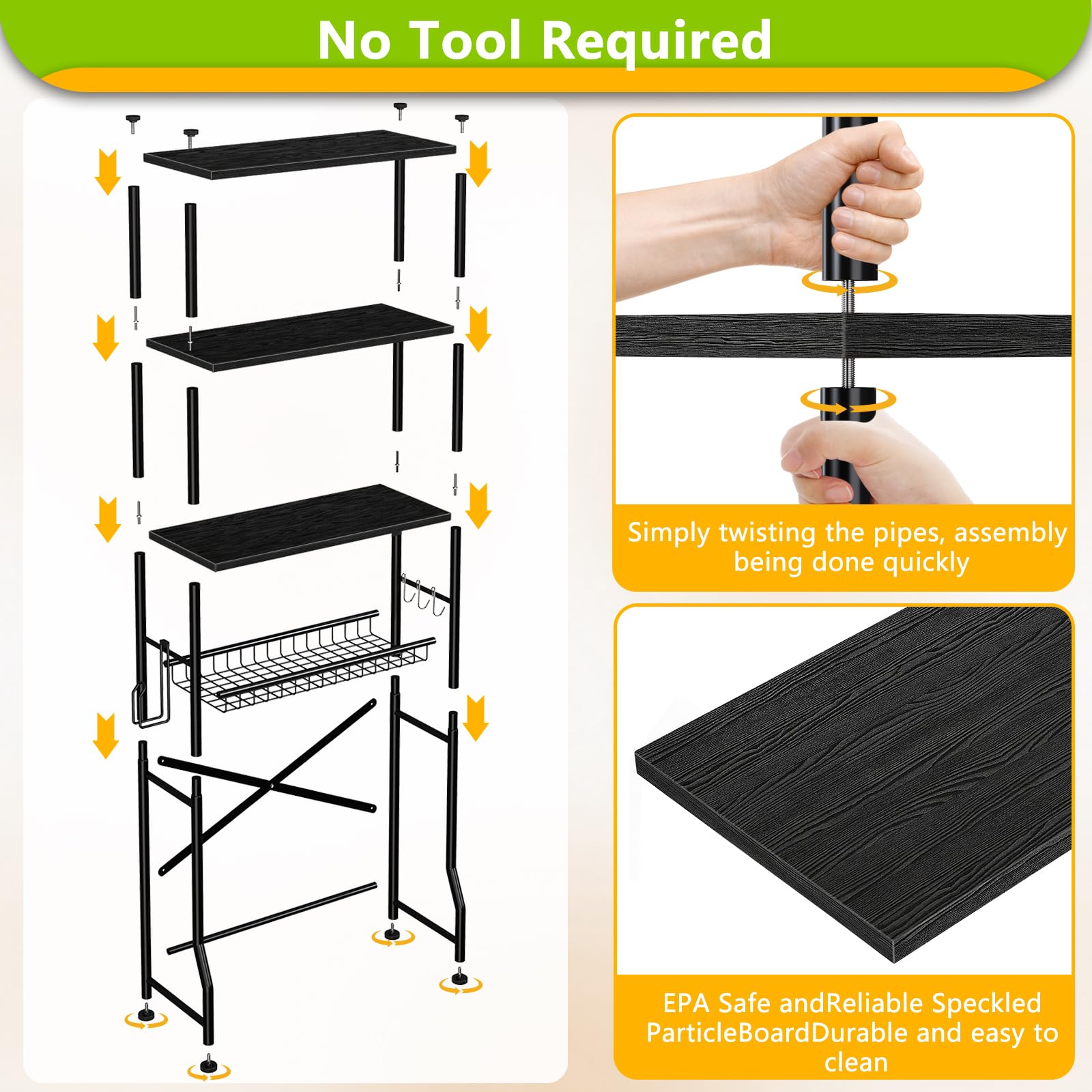 Mlinavn built-in toilet paper holder and basket for essentials within easy reach.