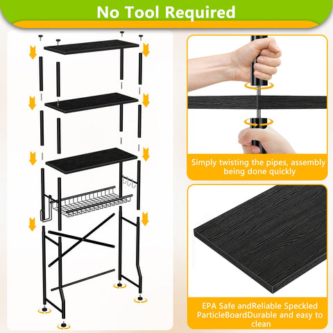 Mlinavn built-in toilet paper holder and basket for essentials within easy reach.
