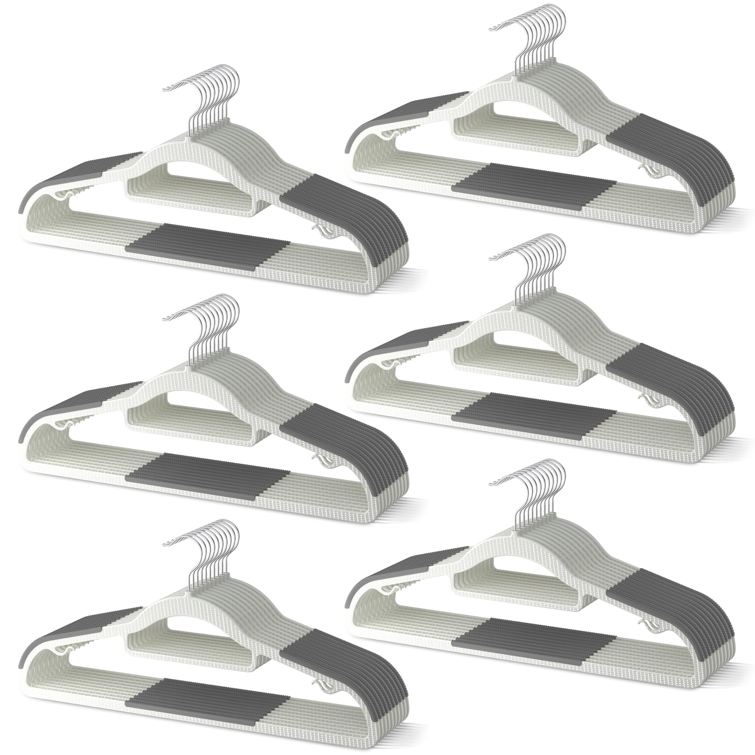 MLKJHHI 60-pack heavy-duty hangers with non-slip shoulders and space-saving profile.