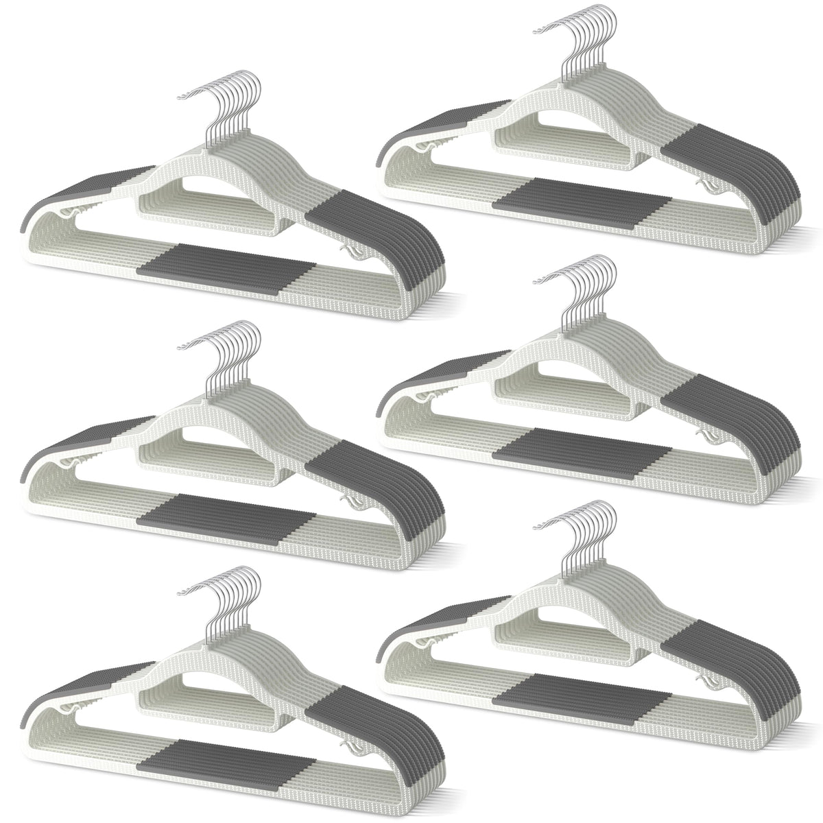 MLKJHHI 60-pack heavy-duty hangers with non-slip shoulders and space-saving profile.