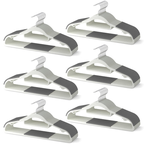 MLKJHHI 60-pack heavy-duty hangers with non-slip shoulders and space-saving profile.