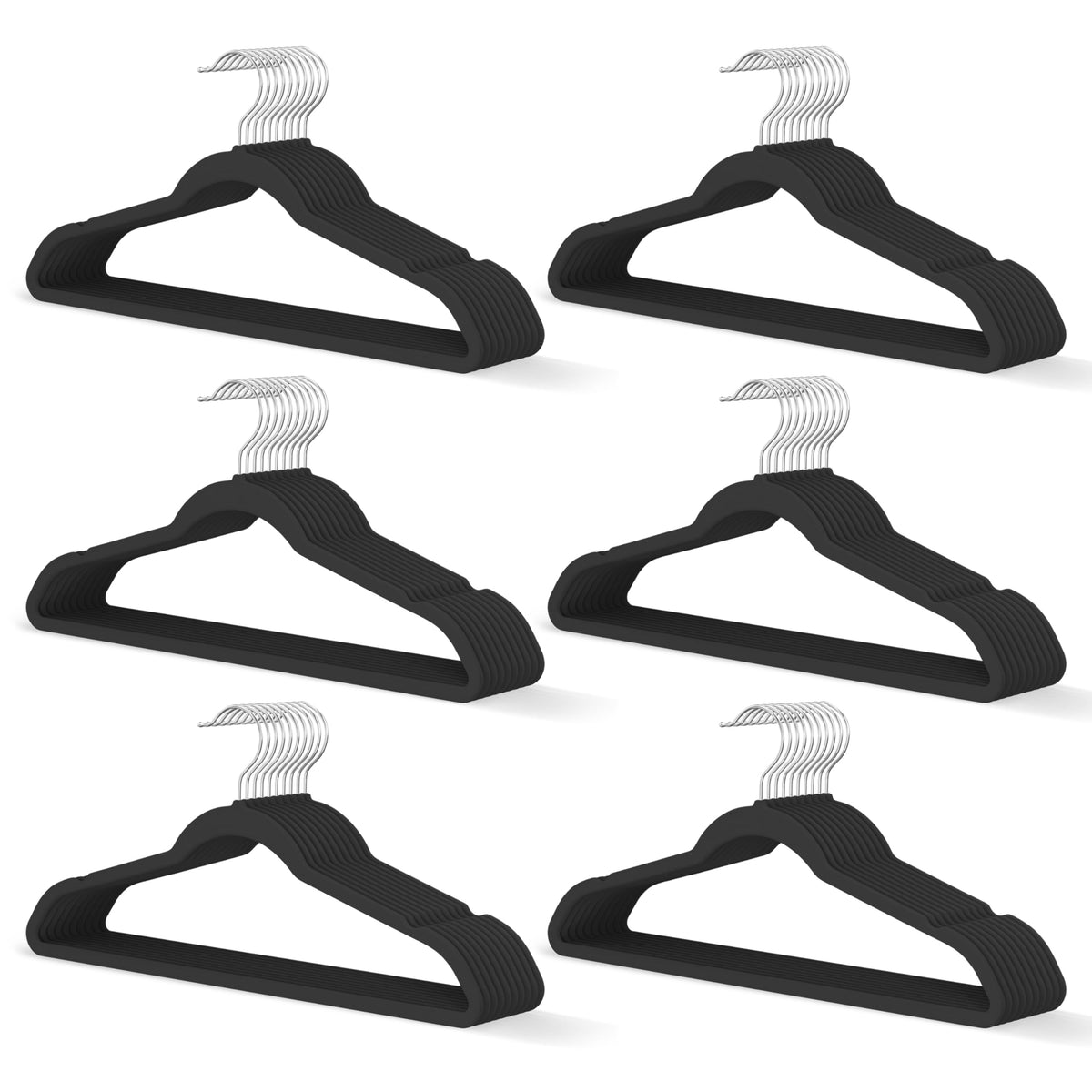 MLKJHHI black velvet hangers 60-pack neatly organize shirts and coats.