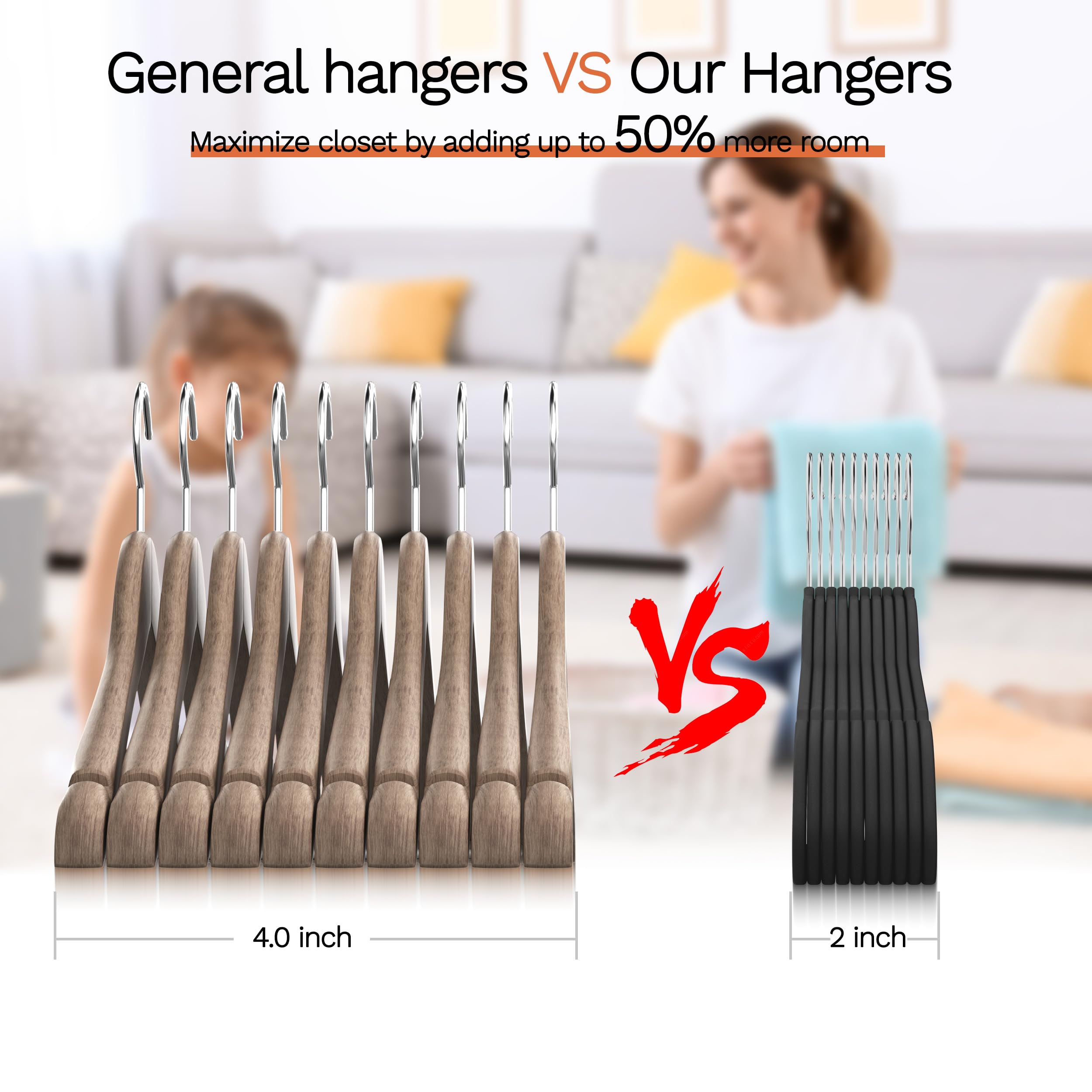 MLKJHHI heavy-duty hanger supports up to 11 lbs for bulky garments.