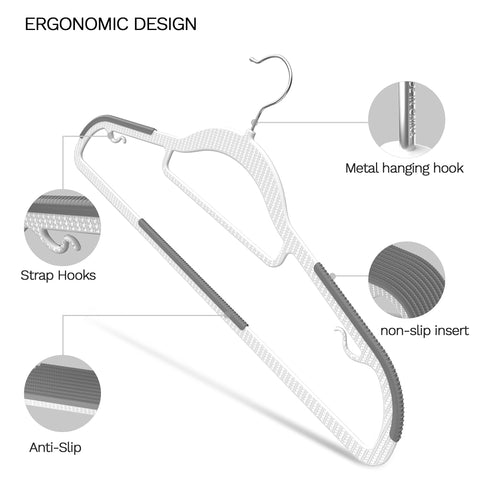 MLKJHHI non-slip hangers with rubber pads prevent slipping on delicate fabrics.