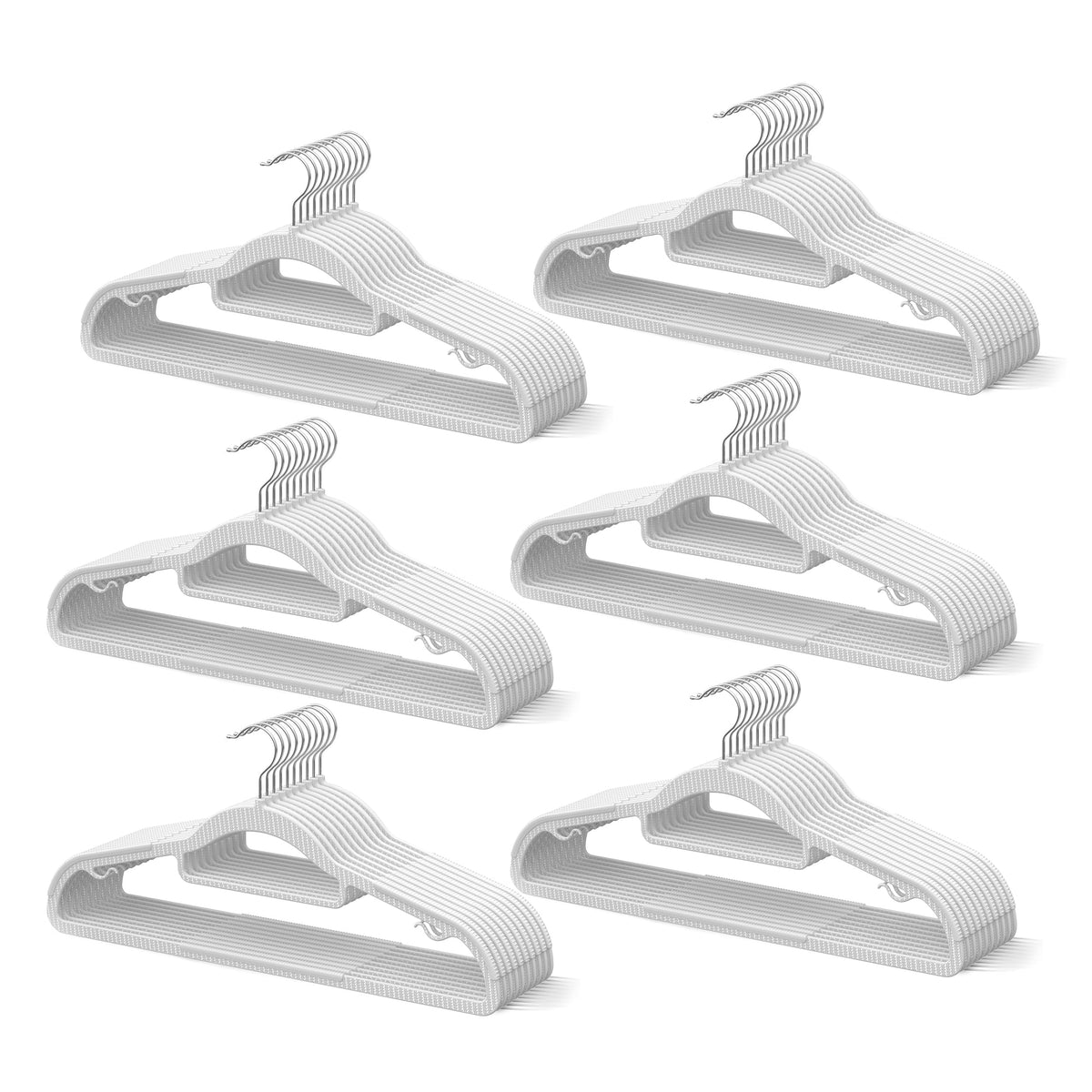 MLKJHHI thin space saving hangers front view in ivory white for compact closets.