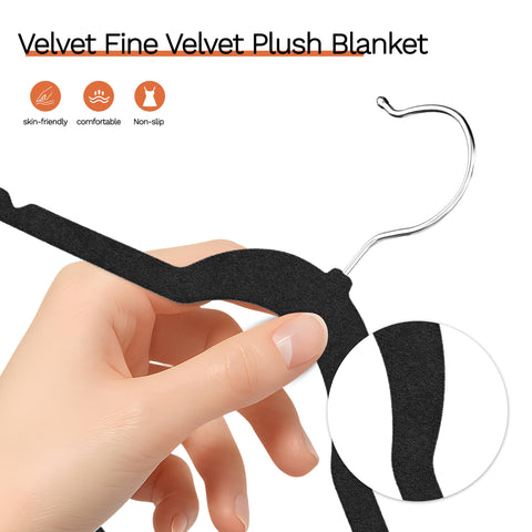 MLKJHHI velvet hanger texture close-up shows gentle grip for delicate fabrics.