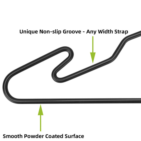 Rust- and dust-resistant MLMD Lux hangers protect clothing.