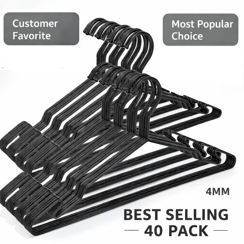 MLMD Lux heavy-duty hangers with a unique hook design prevent garment slippage.