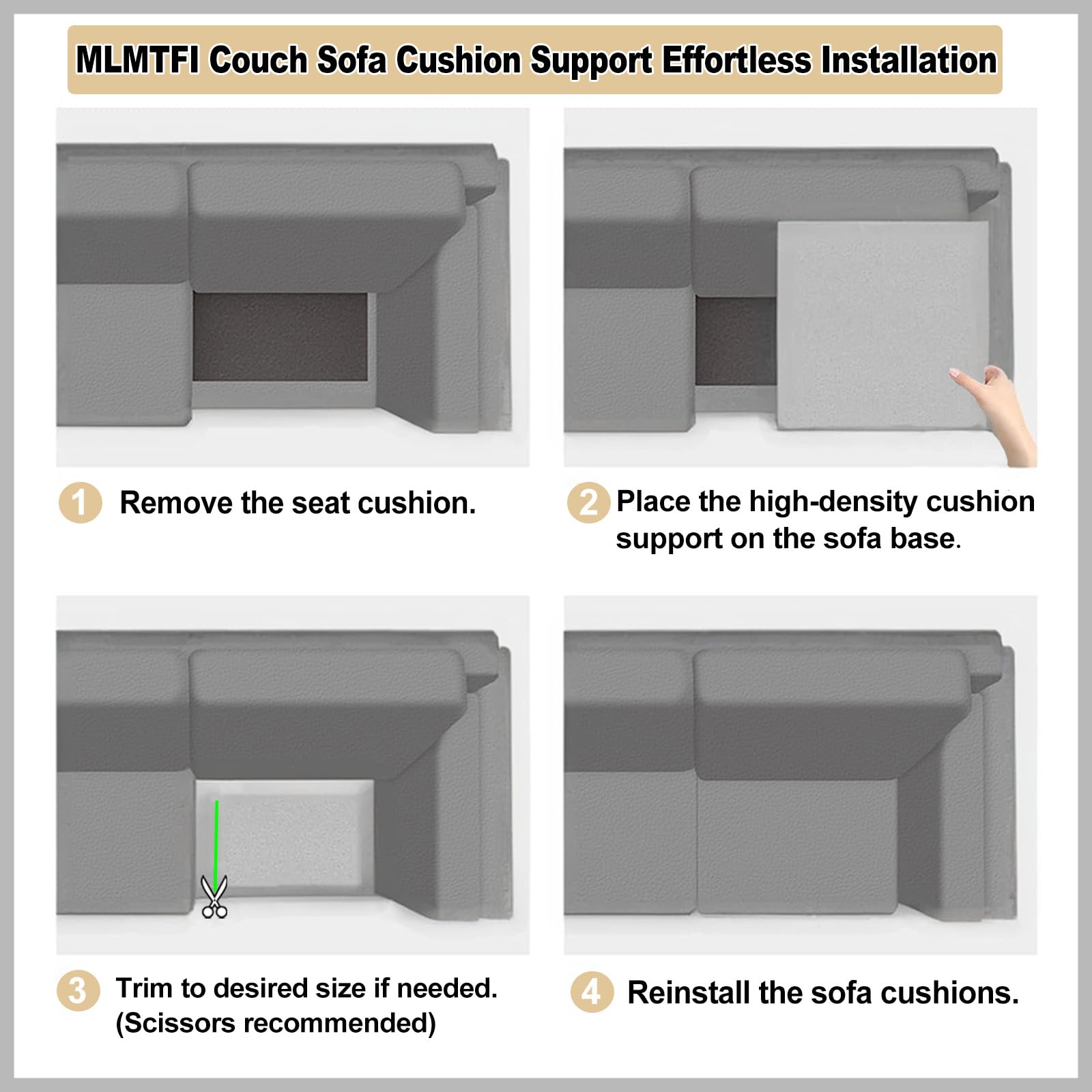 MLMTFI trimmable edge design fits irregular cushions and small spaces.