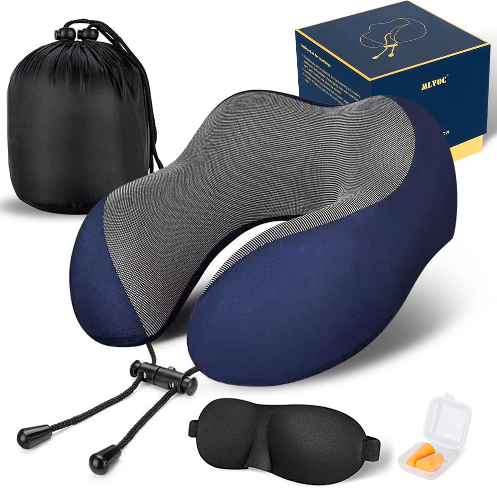 MLVOC neck pillow with memory foam for stable neck support on planes.