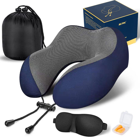 MLVOC neck pillow with memory foam for stable neck support on planes.