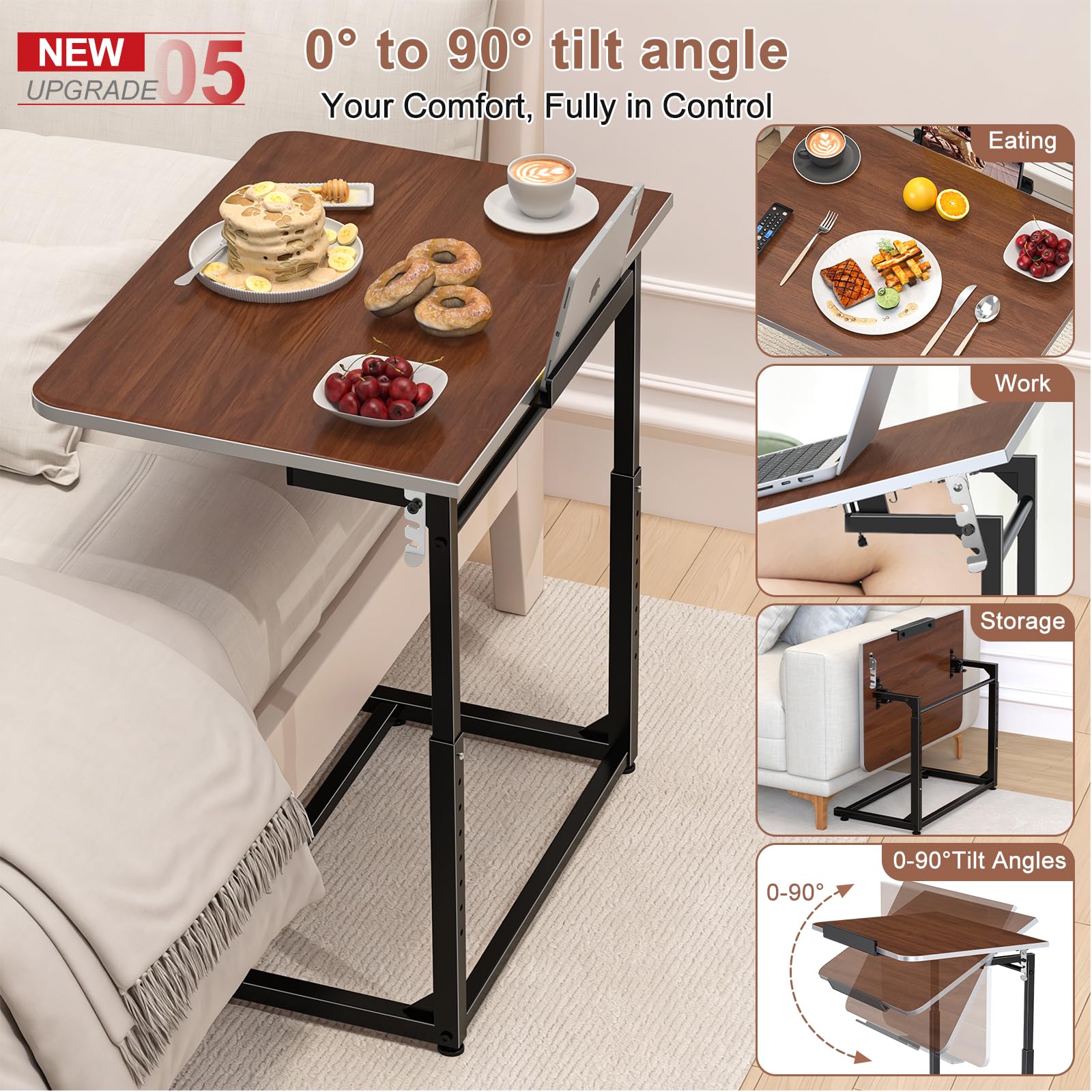 MLZLLL wide desktop fits laptop, meals, and drinks